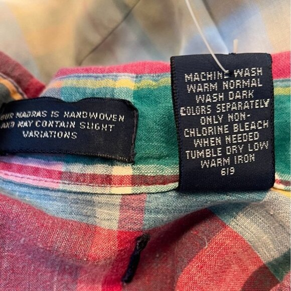 Vintage 90s Made in USA Madras Plaid Handwoven Men's Shirt - Picture 6 of 6